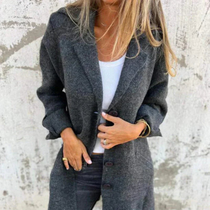 Street-Wave Women Mid-Length Coat With Rolled Sleeves Comfort Fit And Versatile Everyday Wear
