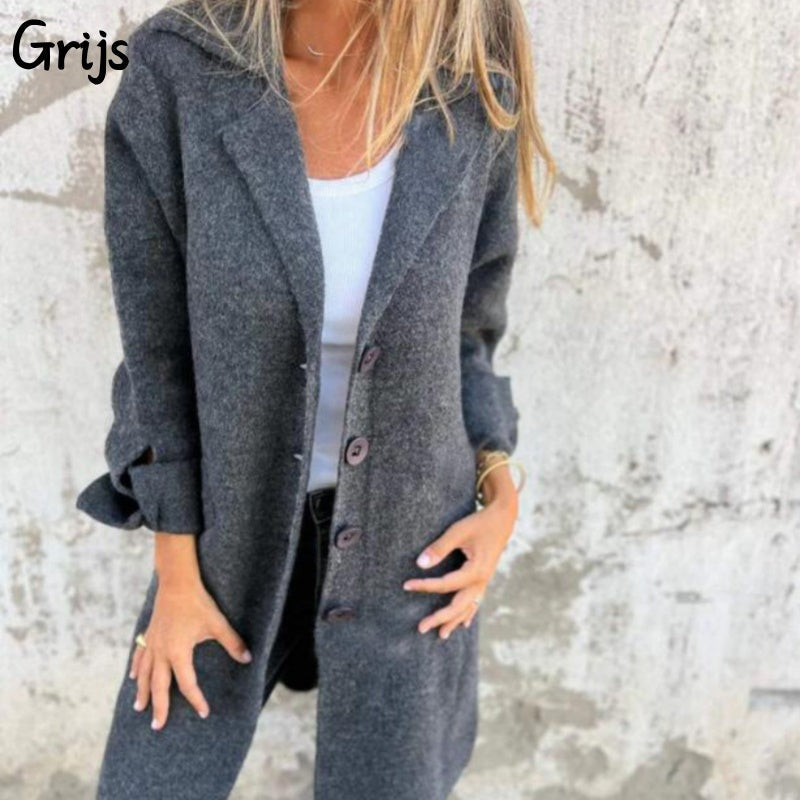 Street-Wave Long Elegant Coat For Women Warm Cozy Outerwear Chic Ladies Fashion Versatile