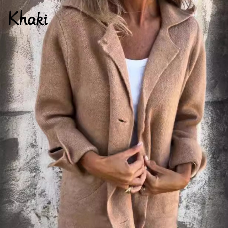 Street-Wave Long Elegant Coat For Women Warm Cozy Outerwear Chic Ladies Fashion Versatile