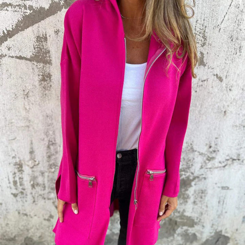 Street-wave Long Elegant Jacket for Women - Premium Warmth, Modern Zip Pockets With Soft Lining
