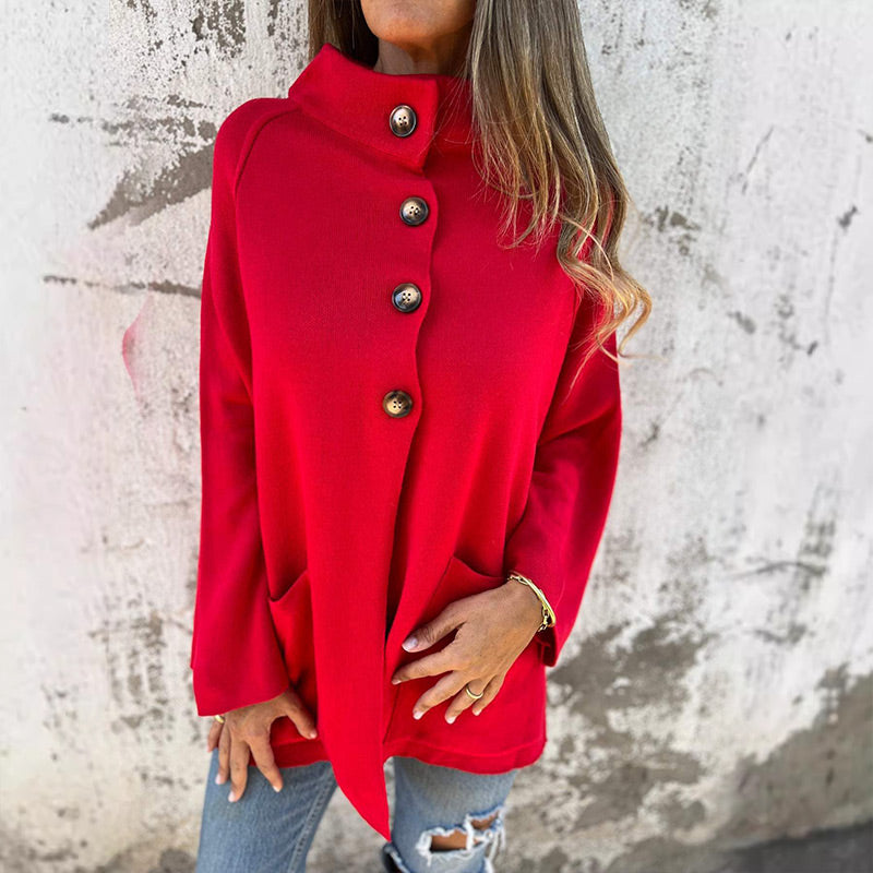 Street-wave Womens Knit Blazer For Elegant Casual Wear Button Front With Premium Soft Knit Fabric