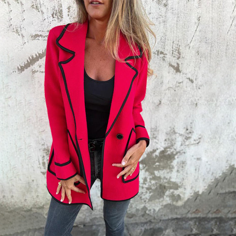 Street-Wave Womens Button Front Casual Coat With Piping For Everyday Style And Warmth