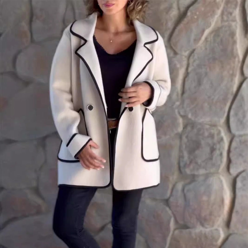 Street-Wave Womens Button Front Casual Coat With Piping For Everyday Style And Warmth