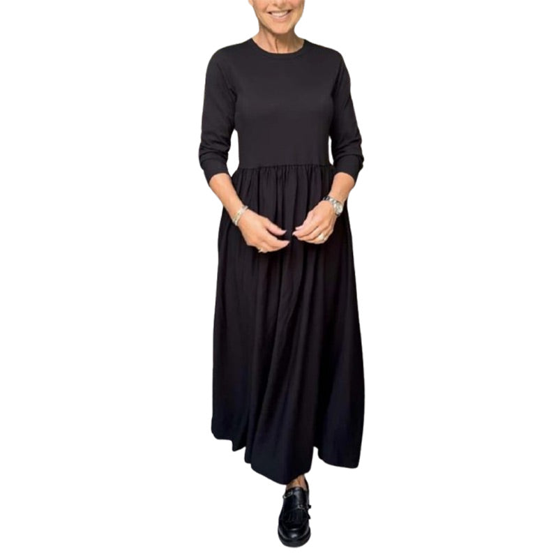 Eliana Knit Long Sleeve Midi Dress For Women Flattering Fit Comfortable Everyday Chic
