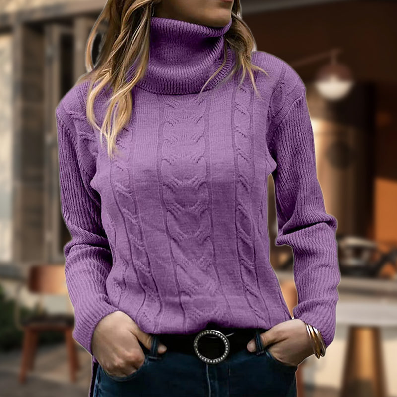 Street-wave Womens Cable Knit Turtleneck Sweater Warm Cozy Comfort For Everyday Winter Style
