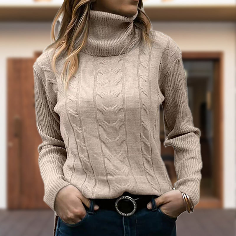 Street-wave Womens Cable Knit Turtleneck Sweater Warm Cozy Comfort For Everyday Winter Style
