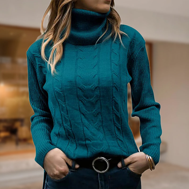Street-wave Womens Cable Knit Turtleneck Sweater Warm Cozy Comfort For Everyday Winter Style