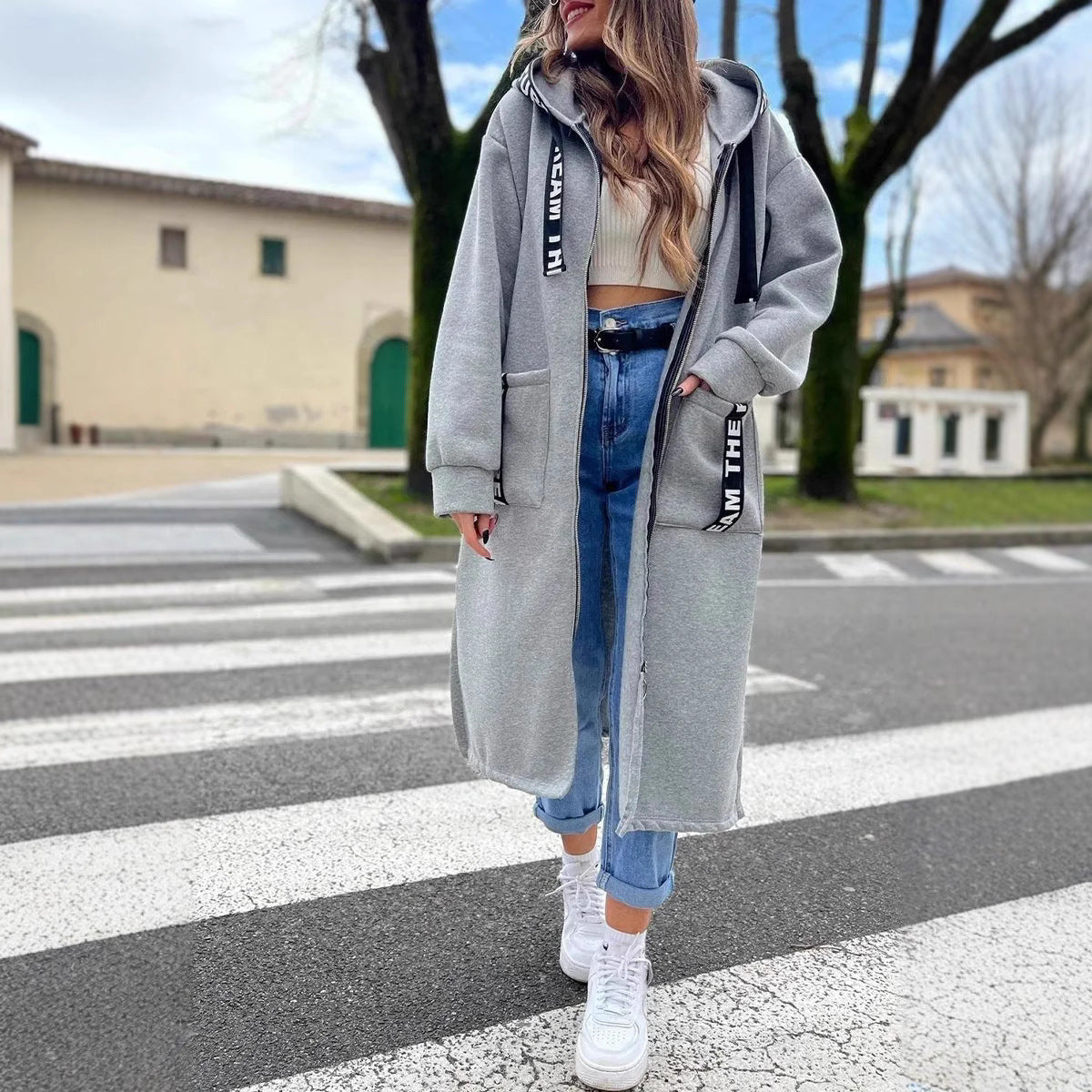 Street-wave Long Hoodie Sweatshirt For Unisex Comfort And Cozy Warmth For Everyday Wear