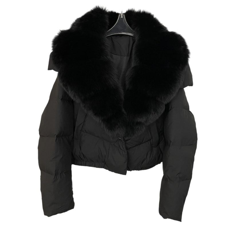 Street-Wave Short Puffer Jacket With Luxurious Faux Fur Collar For Women Elegant Warm Winter Fashion