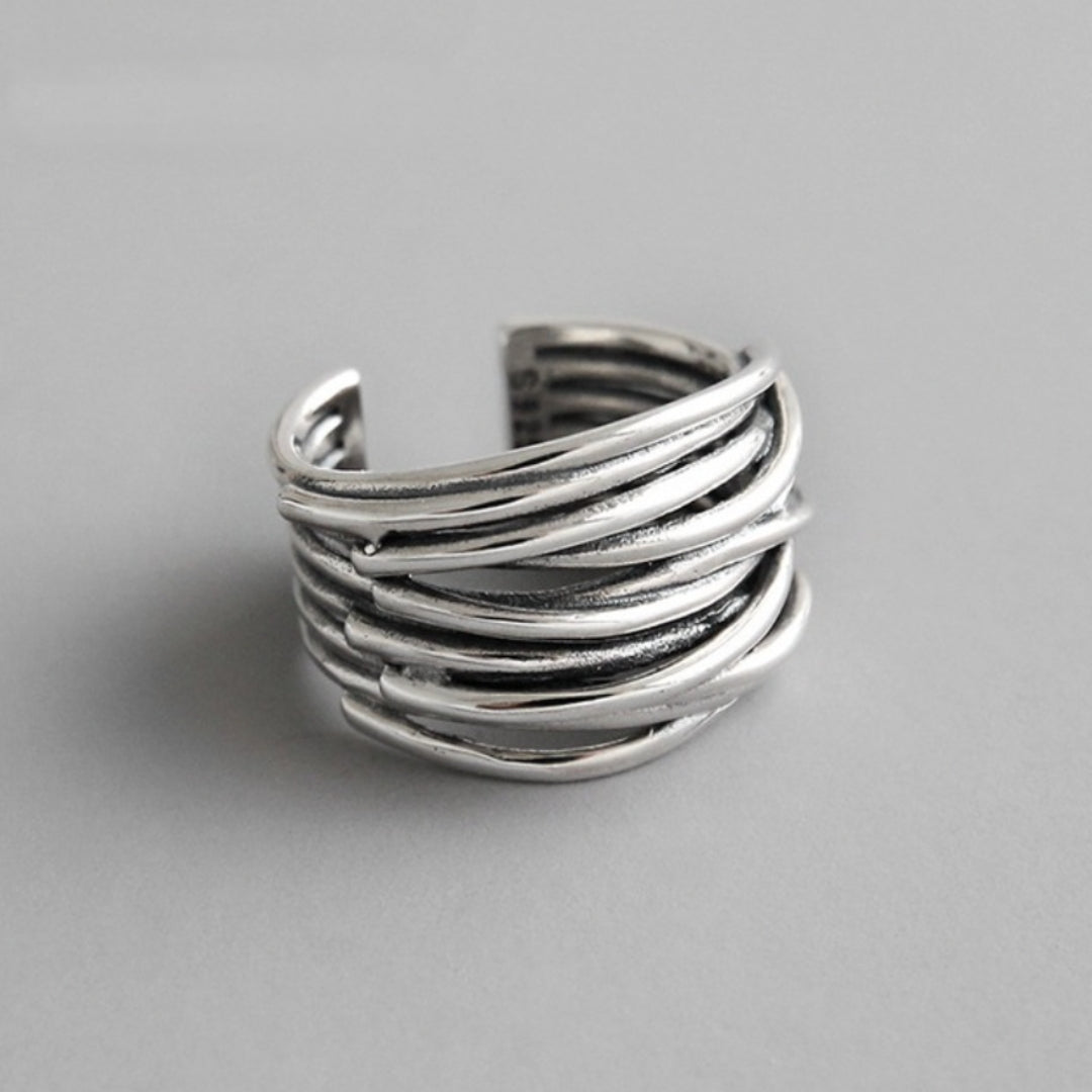 Women's Adjustable Layered Ring with Sterling Silver and Versatile Design - Street-Wave