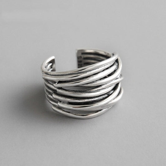 Women's Adjustable Layered Ring with Sterling Silver and Versatile Design - Street-Wave