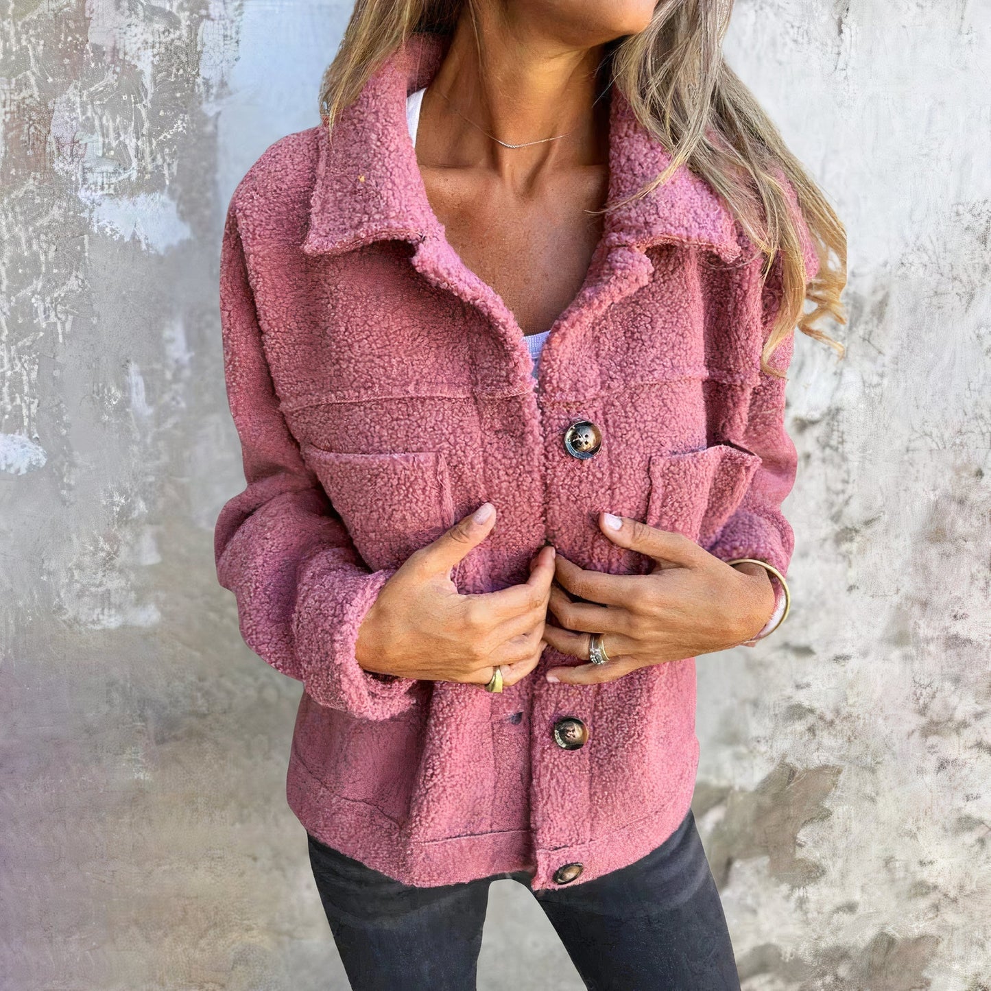 Street-wave Marisol Teddy Coat for Women - Warm Plush Fleece Jacket with Front Pockets