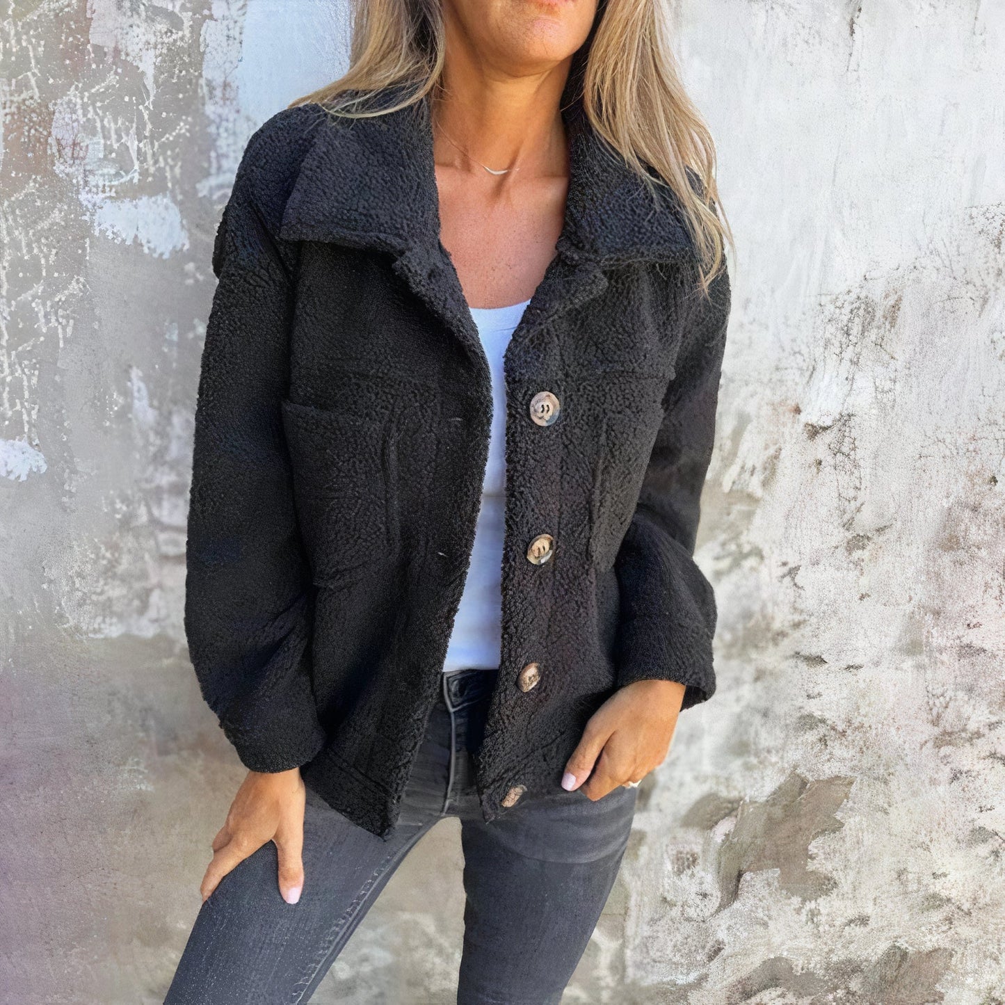 Street-wave Marisol Teddy Coat for Women - Warm Plush Fleece Jacket with Front Pockets