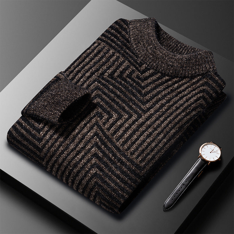 Bernhard Patterned Knit Sweater For Men Warm Cozy Winter Comfort With Elegant Geometric Design