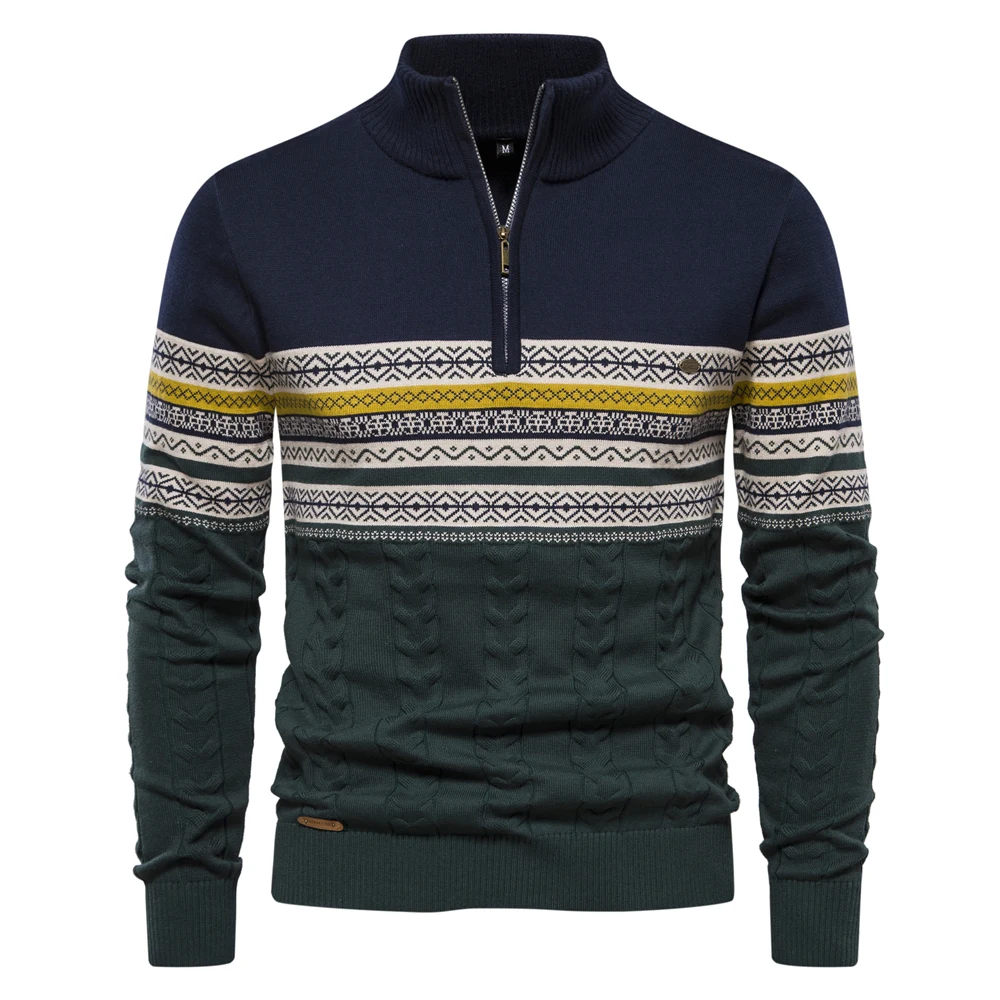 Street-Wave Men's Zip Pullover Sweater Soft Knit Warm Breathable Modern Style Versatile Casual Wardrobe Essential