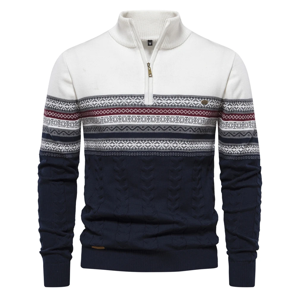 Street-Wave Men's Zip Pullover Sweater Soft Knit Warm Breathable Modern Style Versatile Casual Wardrobe Essential