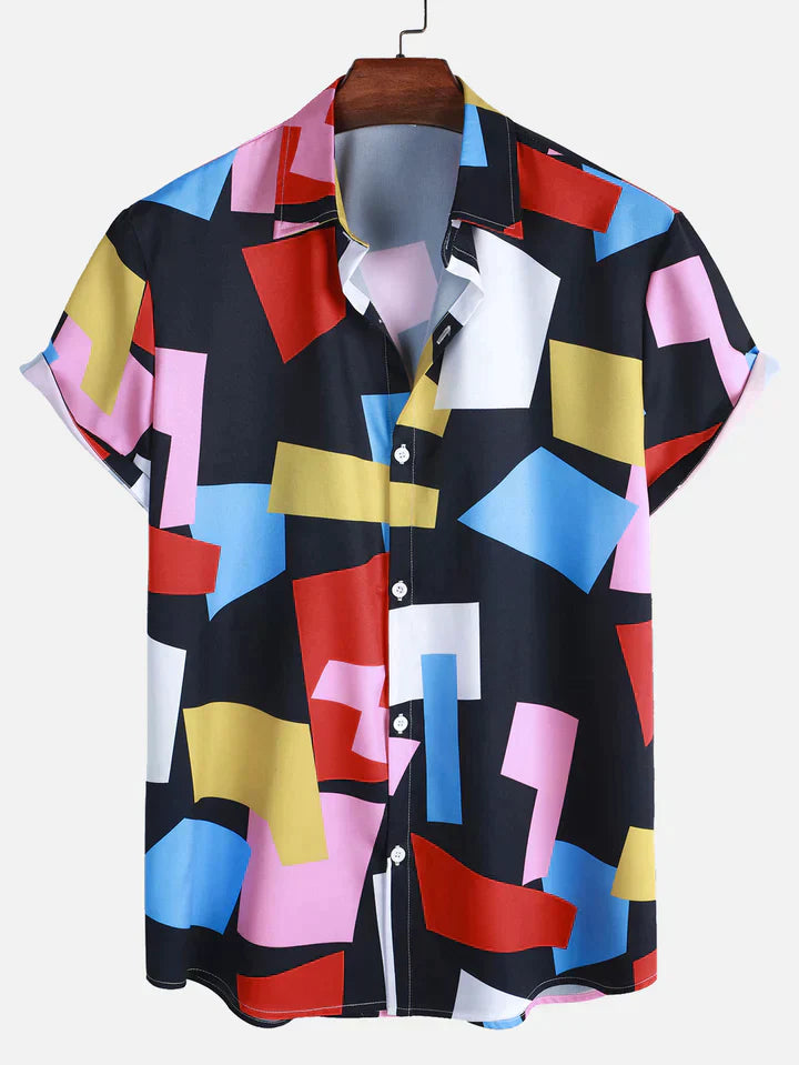 Street-Wave Mens Button Up Shirt With Elegant Print For Fashion-Forward Men And Comfortable Fit