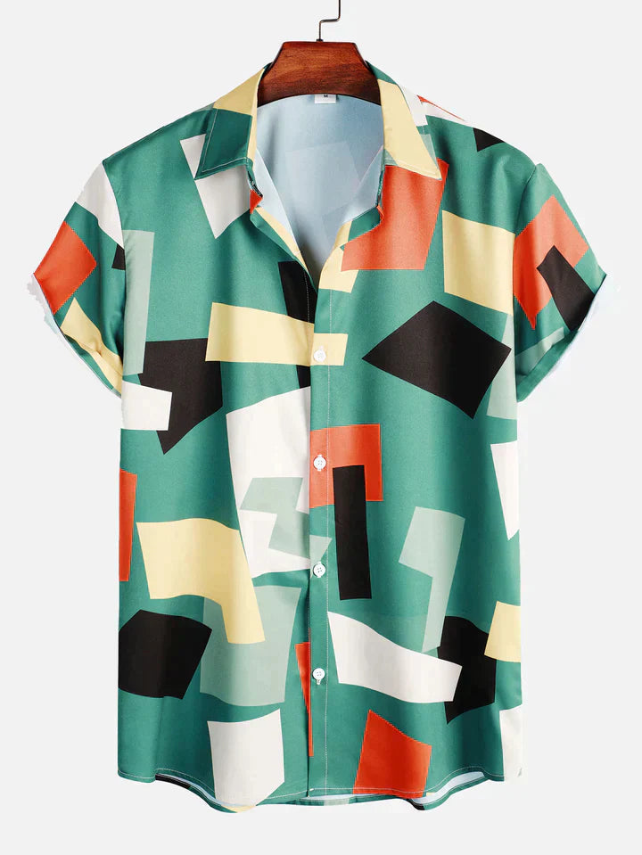 Street-Wave Mens Button Up Shirt With Elegant Print For Fashion-Forward Men And Comfortable Fit