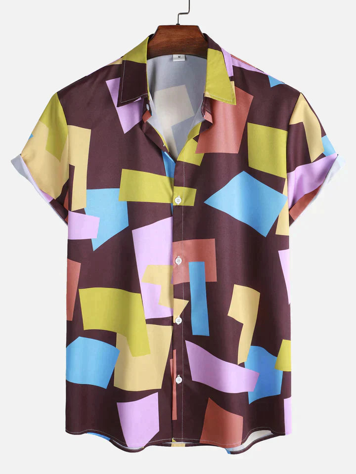 Street-Wave Mens Button Up Shirt With Elegant Print For Fashion-Forward Men And Comfortable Fit