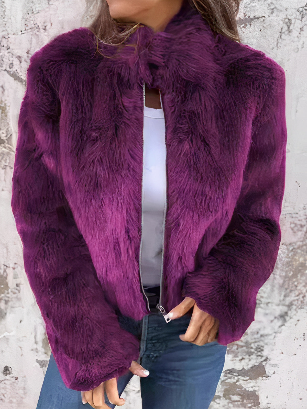 Street-Wave Womens Faux Fur Jacket Warm Cozy Chic Outerwear For Everyday Style And Confidence