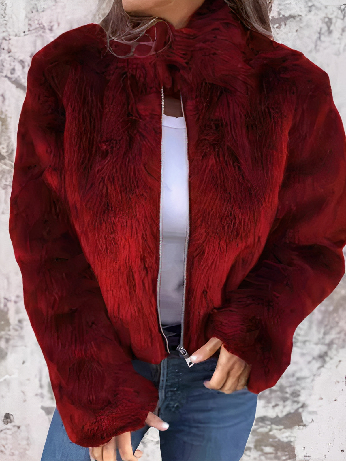 Street-Wave Womens Faux Fur Jacket Warm Cozy Chic Outerwear For Everyday Style And Confidence