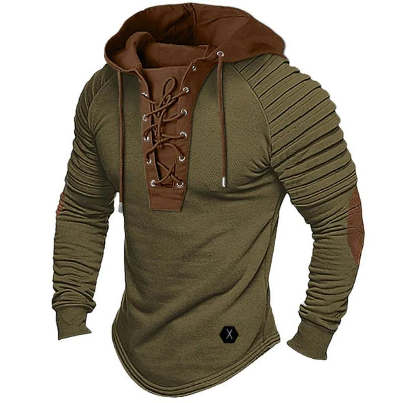 Street Wave Mens Arminas Pullover Hoodie Warm Cozy Knit With Lace Up Front Modern Style