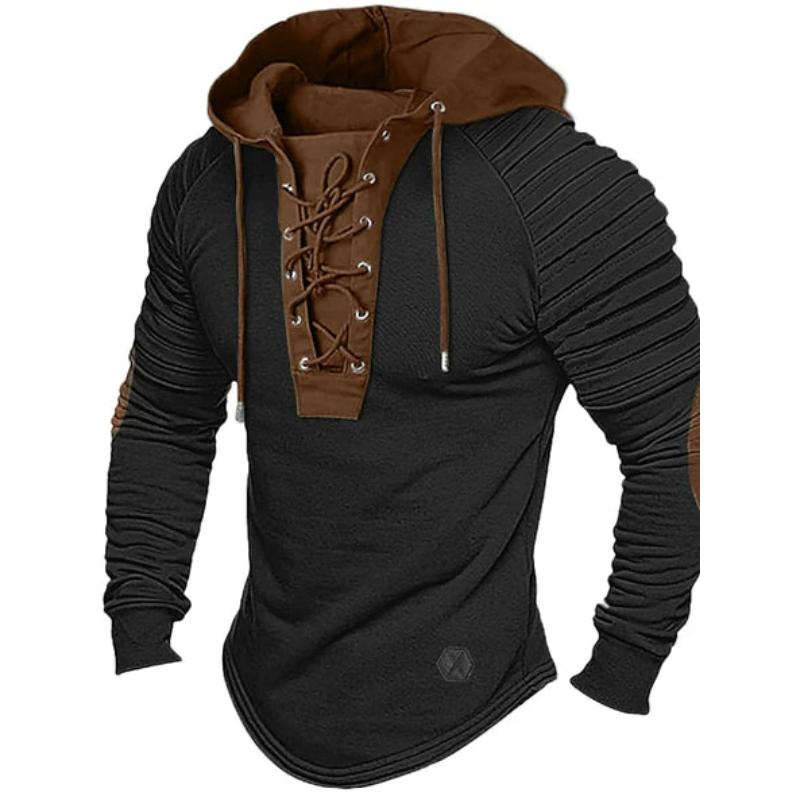 Street Wave Mens Arminas Pullover Hoodie Warm Cozy Knit With Lace Up Front Modern Style