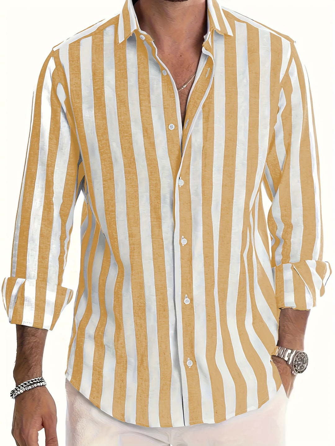 Street Wave Men's Striped Lightweight Breathable Long Sleeve Summer Shirt for Fashion Forward Men