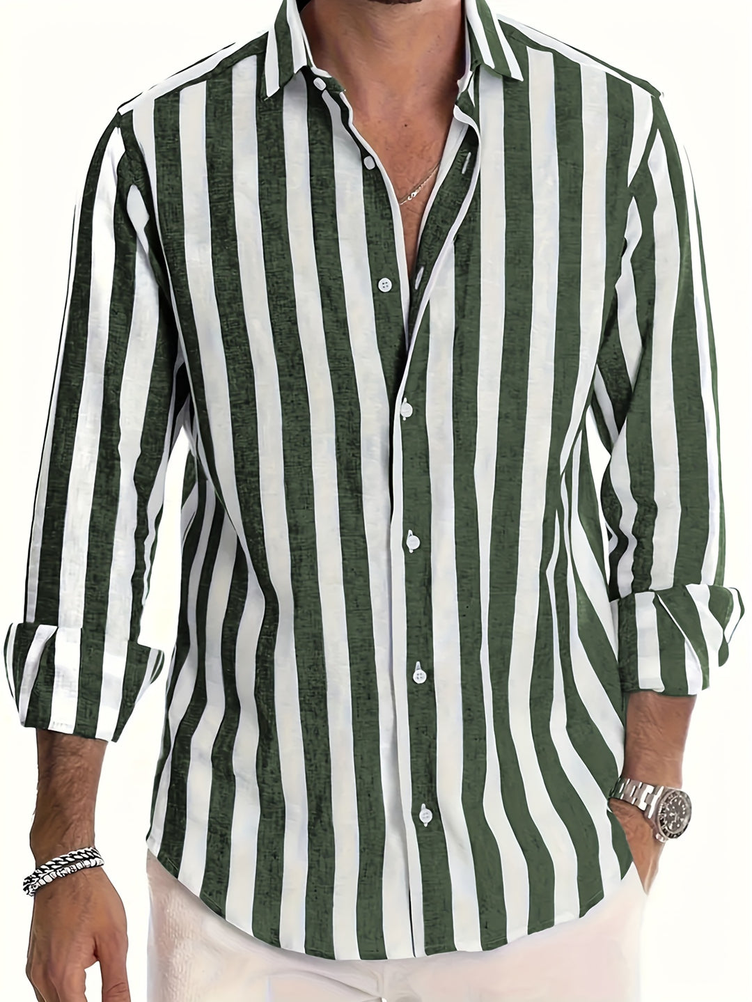 Street Wave Men's Striped Lightweight Breathable Long Sleeve Summer Shirt for Fashion Forward Men