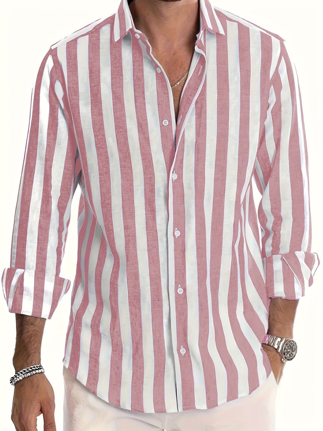 Street Wave Men's Striped Lightweight Breathable Long Sleeve Summer Shirt for Fashion Forward Men