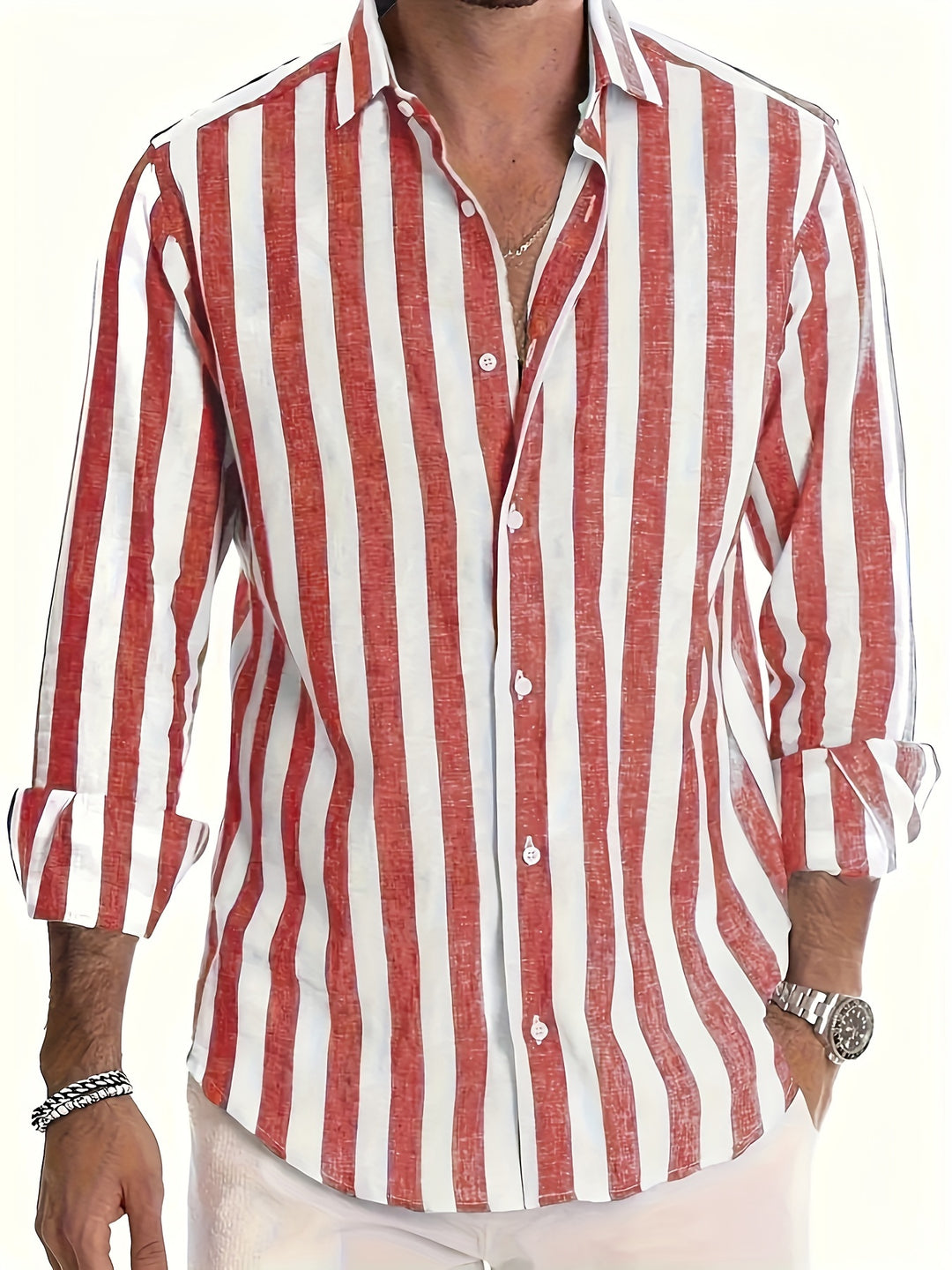 Street Wave Men's Striped Lightweight Breathable Long Sleeve Summer Shirt for Fashion Forward Men