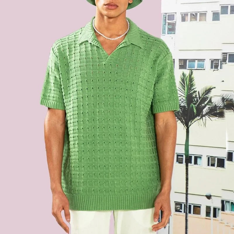 Street-wave Mens Knit Polo Shirt Premium Breathable Summer Knit For Style Conscious Men