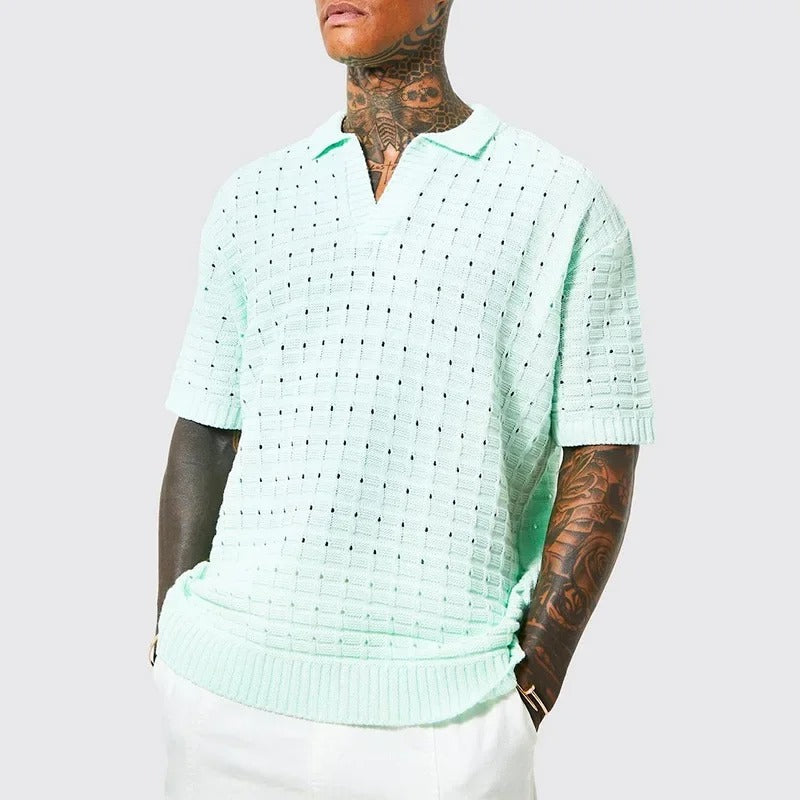 Street-wave Mens Knit Polo Shirt Premium Breathable Summer Knit For Style Conscious Men