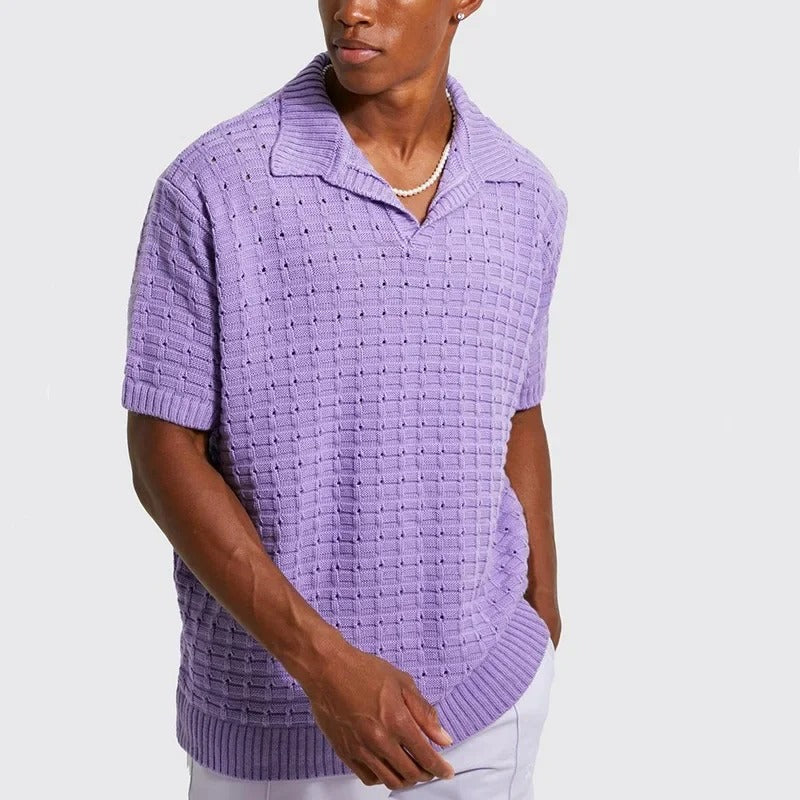 Street-wave Mens Knit Polo Shirt Premium Breathable Summer Knit For Style Conscious Men