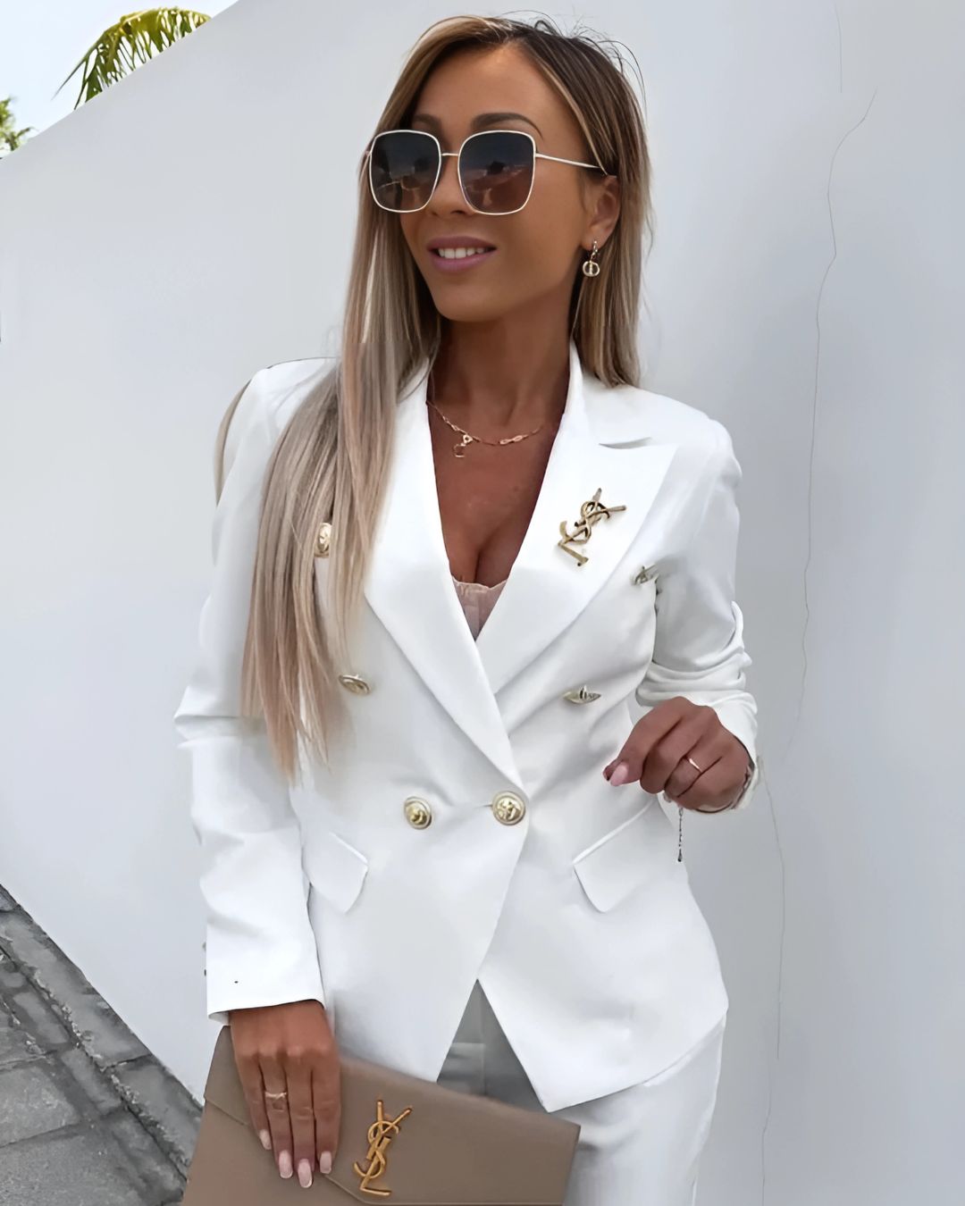 Street Wave Pink Double Breasted Suit For Women Tailored Fit Chic Professional Style