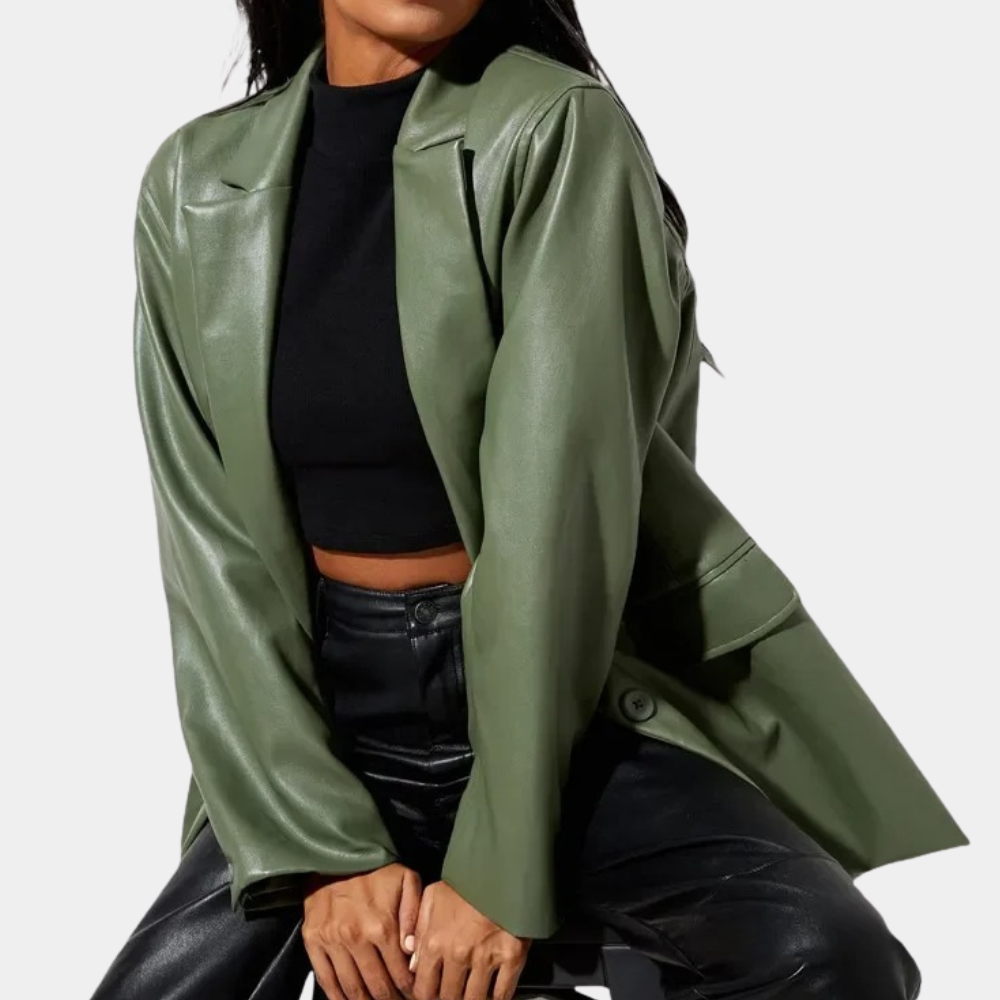 Street-wave Timeless Leather Jacket For Women - Elegant Office-Ready Outerwear For Autumn And Everyday Style