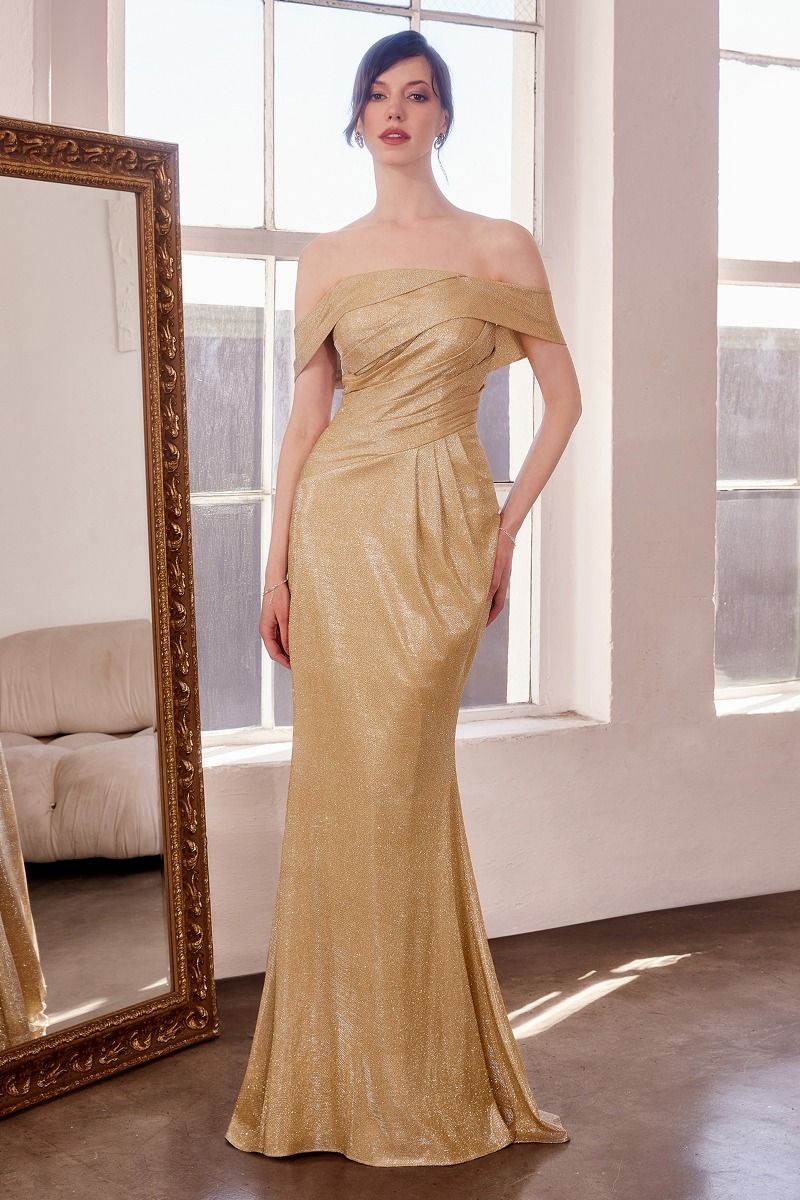 LaDivine Prom Gown T603 Glamorous Metallic Glitter Long Formal Dress Plus Size
