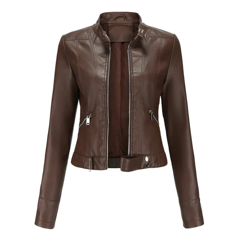 Street Wave Leather Jacket For Women Elegant Warmth Without Bulk Weatherproof Style