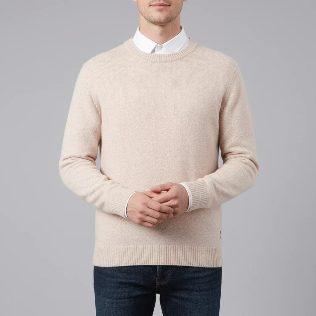 Street Wave Men's Light Blue Crew Neck Knit Sweater Timeless Wardrobe Essential