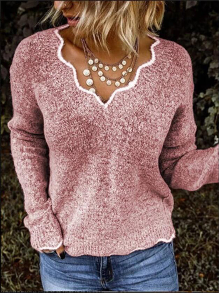 Streetwave Womens V Neck Cozy Sweater Relaxed Fit Soft Knit For Fall Winter For Women