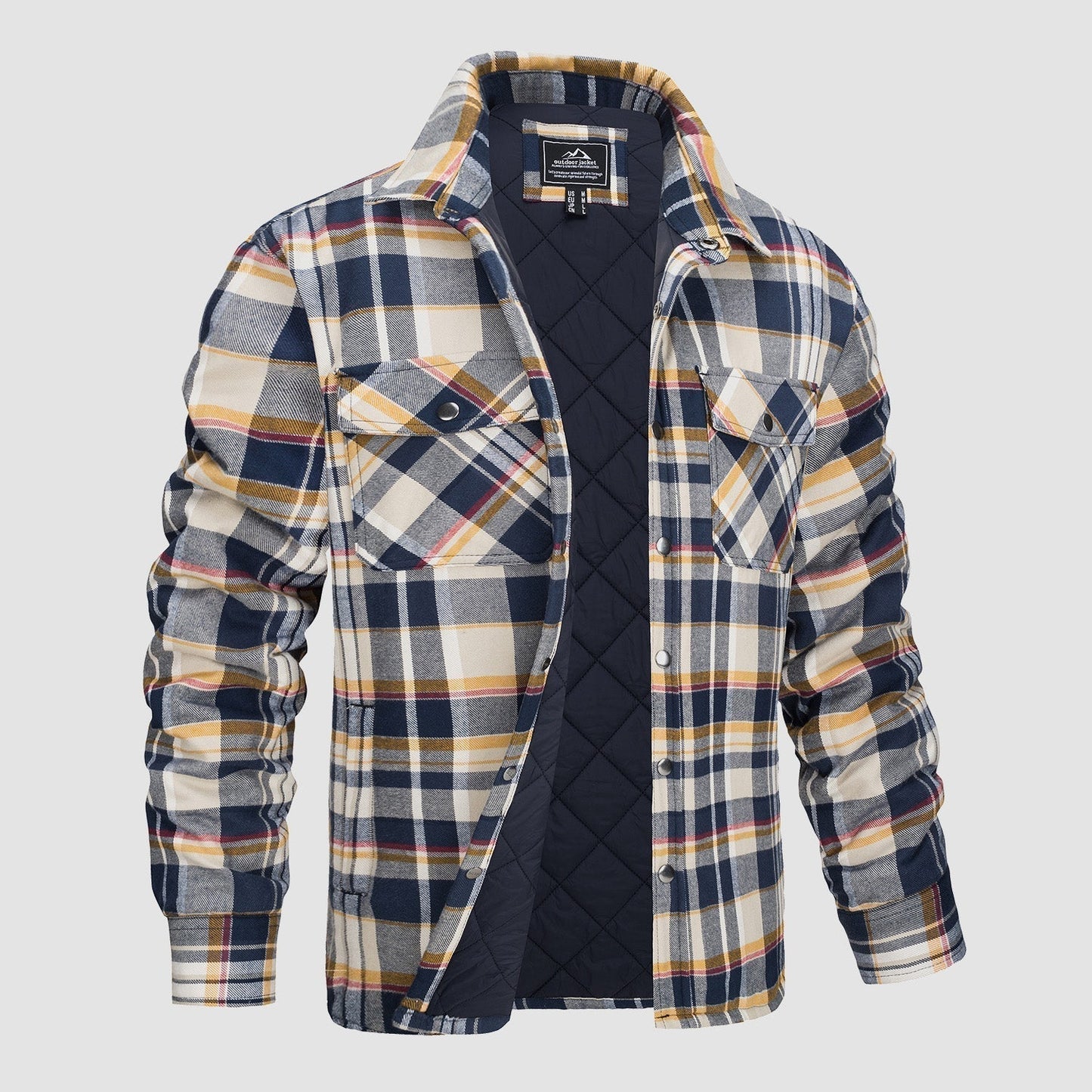 Thorne Flannel Jacket for Men by Street-Wave Plaid Shirt Jacket with Durable Outer Shell and Quilted Lining