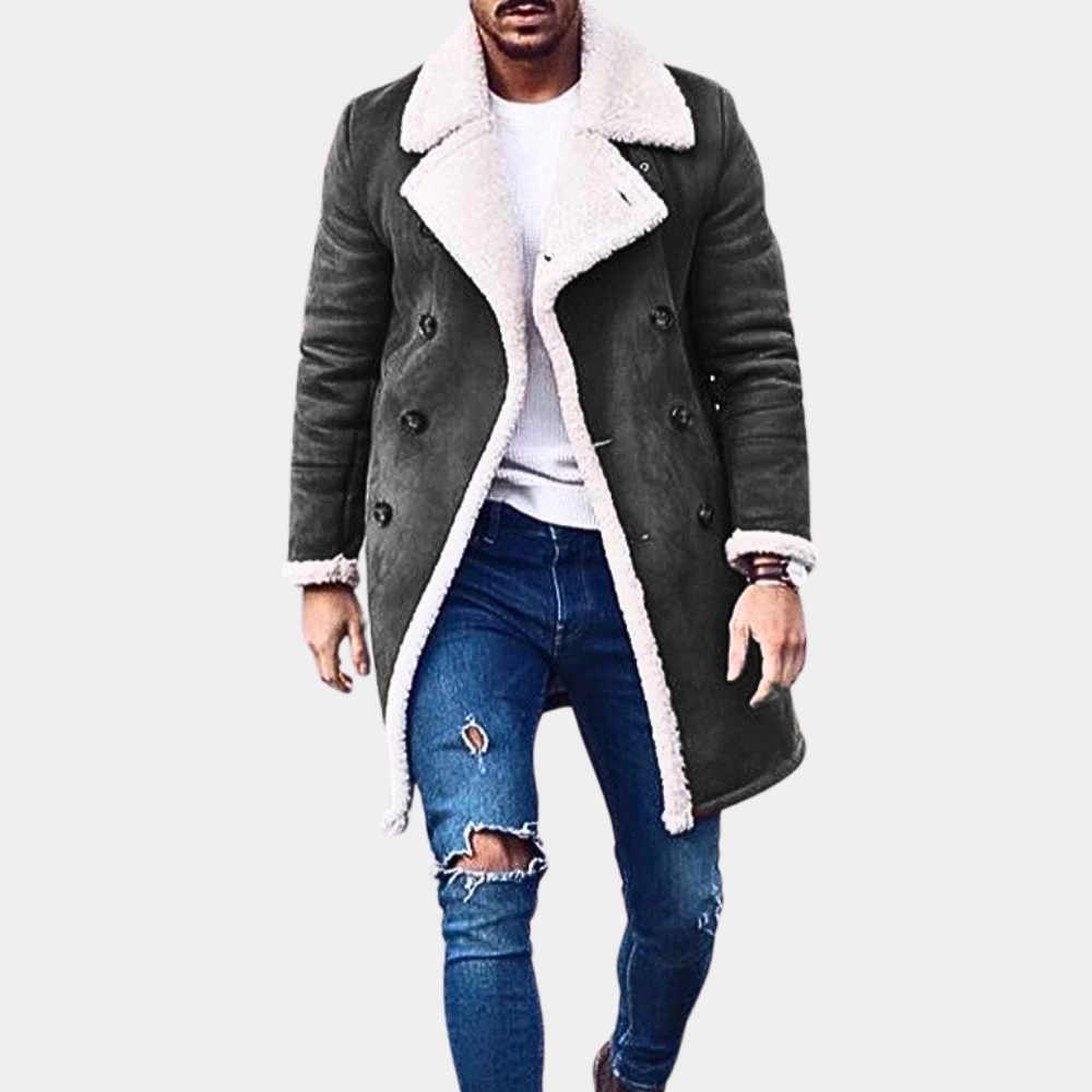 Street-wave Men's Elegant Warm Winter Coat With Shearling Lining Premium Cozy Outerwear
