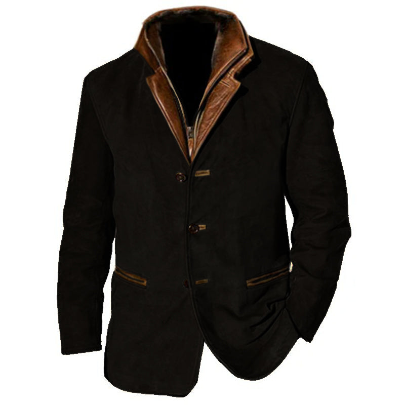 Street-Wave Vintage Suede Jacket for Men Premium Leather Feel With Structured Silhouette and Pockets for Autumn Style