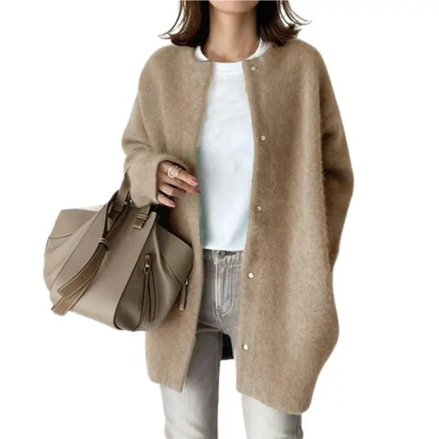 Street-Wave Retro Knit Cardigan Cozy Vintage Inspired Layering for Women Wardrobe Essential