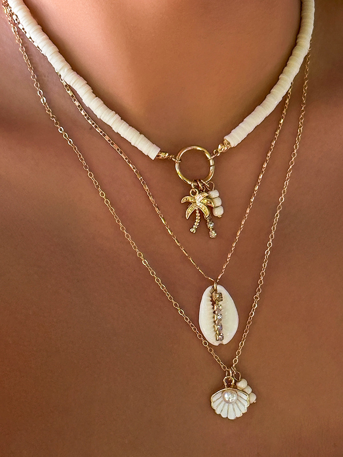 Triple Strand Shell Necklace - Street-Wave