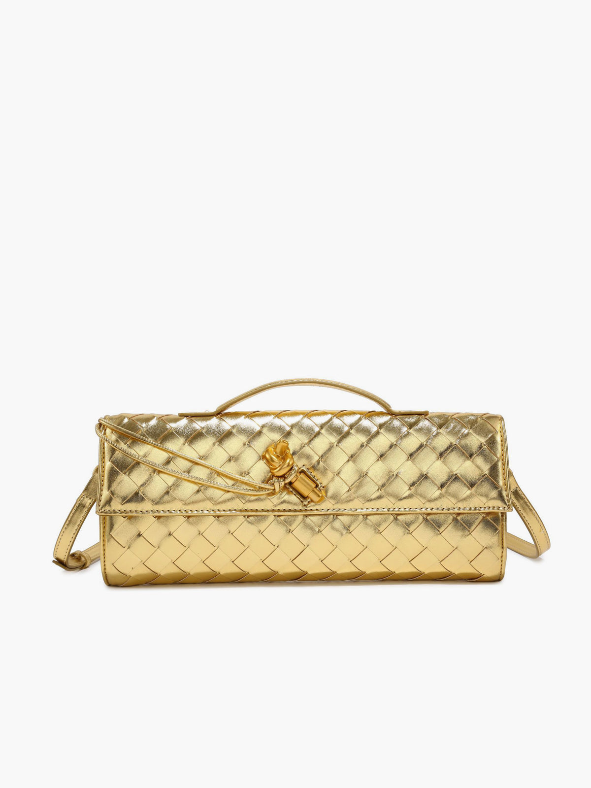 Street-Wave Two Way Woven Flap Clutch Shoulder Bag - Convertible 2 In 1 Design For Day To Night