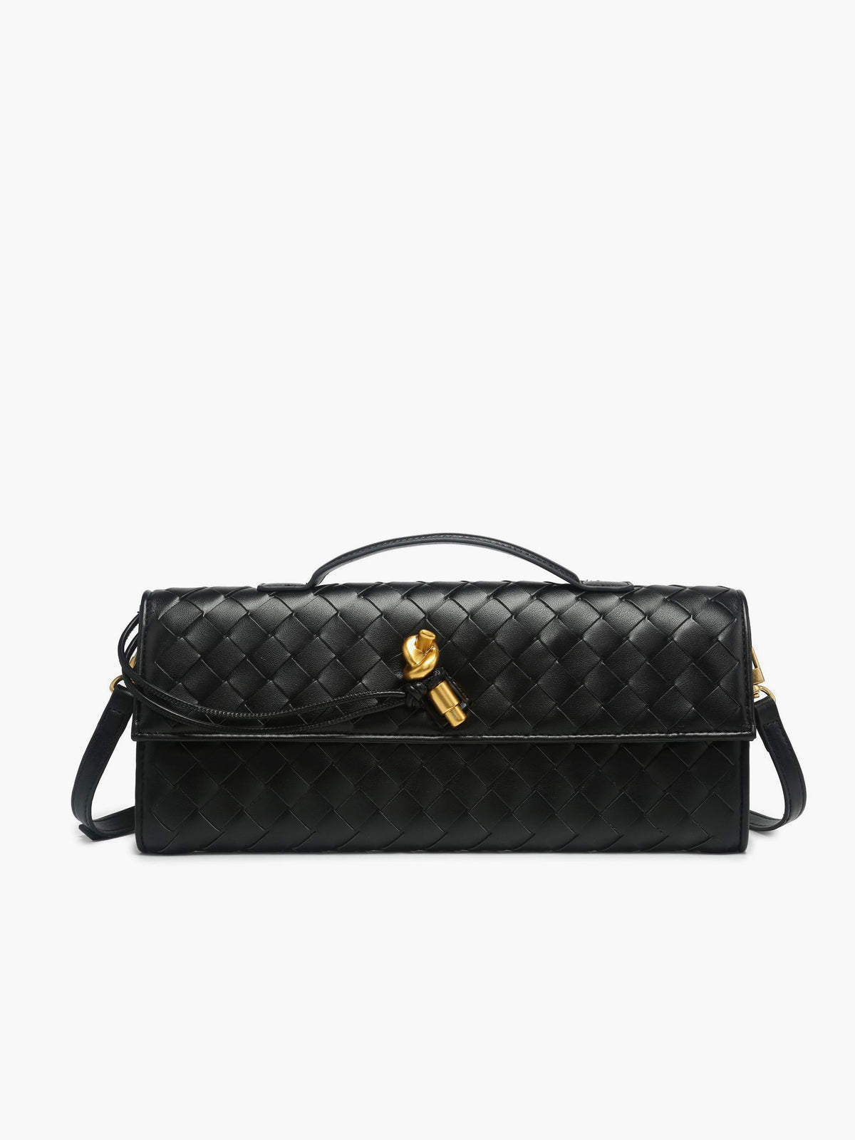 Street-Wave Two Way Woven Flap Clutch Shoulder Bag - Convertible 2 In 1 Design For Day To Night