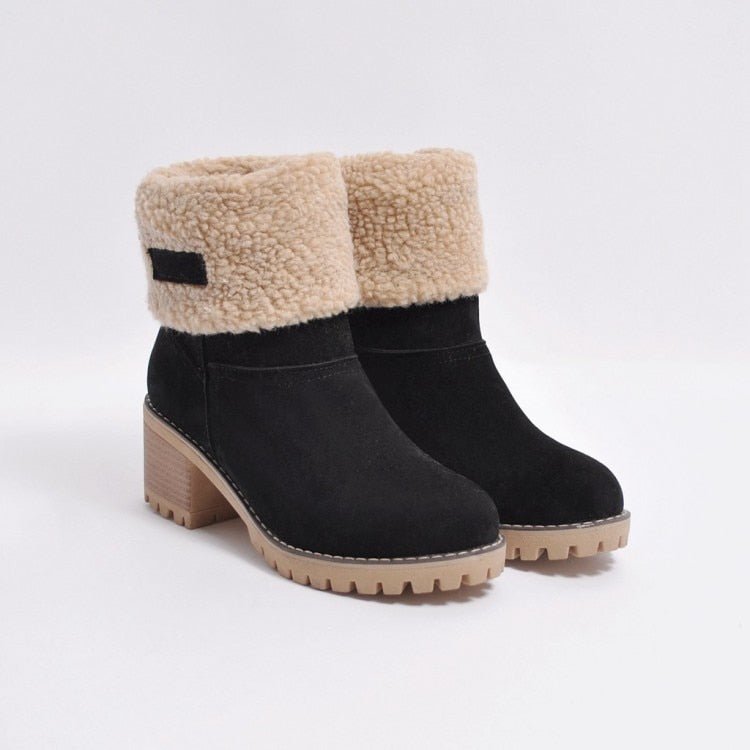 Street Wave Winter Boots With Block Heel And Cozy Faux Shearling Lining For Women