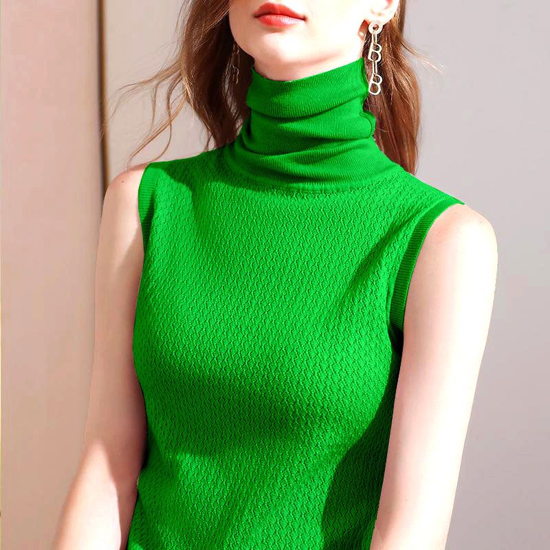 Street Wave Sleeveless High Neck Knit Pullover For Women Soft Cozy Layerable Warmth