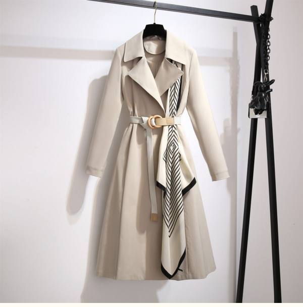 Street-Wave Trench Coat For Women Warm And Dry Water-Resistant Classic Style With Belt